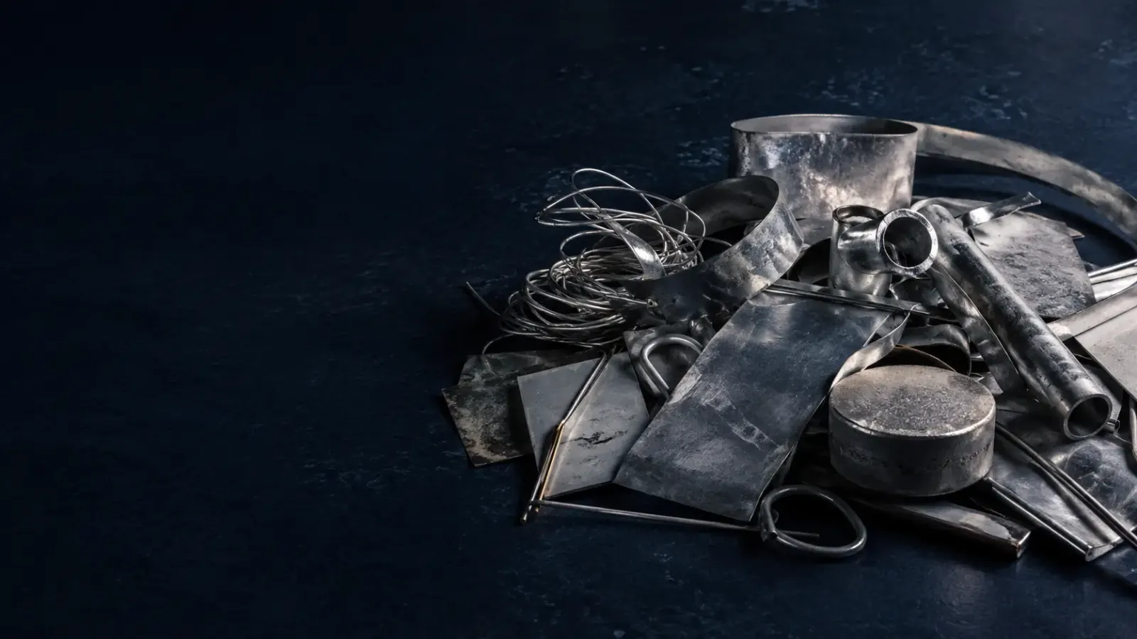 Industrial silver material prepared for pickup and weighing